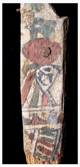 925. **SOLD**Nice colourful Egyptian painted wood sarcophagus fragment