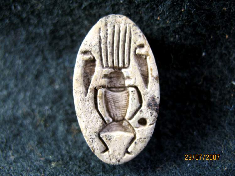 1704.**SOLD**  Large and handsome steatite Bes cowroid