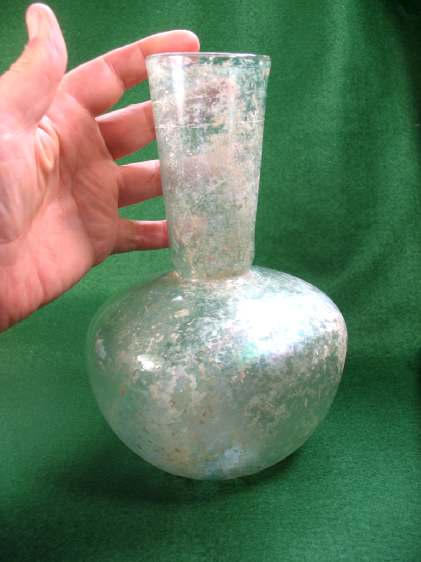 4221. **SOLD** VERY LARGE Roman glass bottle