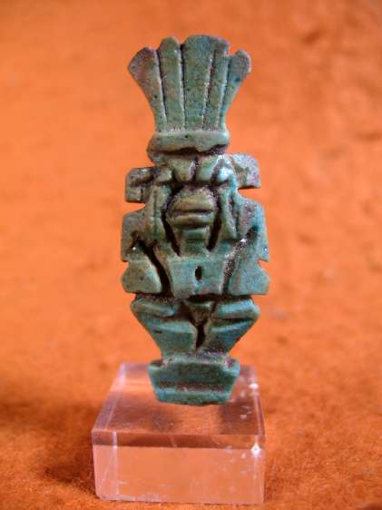 4065. **SOLD** Nice large Egyptian faience amulet of Bes