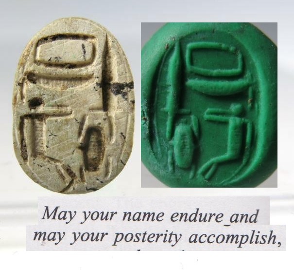 5841.**SOLD** Nice example of an interesting Egyptian "motto "scarab