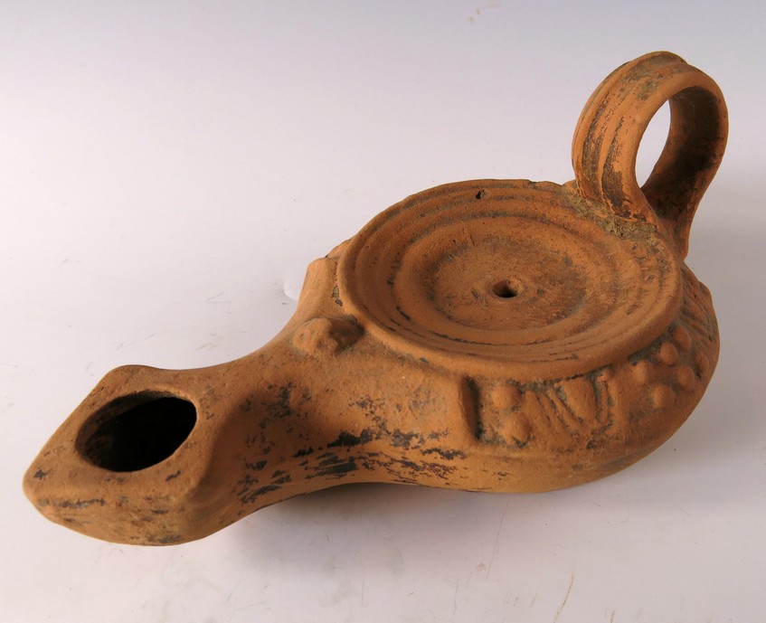 4337.  Very large, imposing Roman oil lamp.