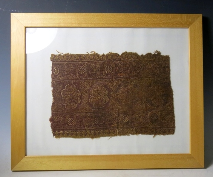 6119. Framed Coptic Egyptian textile fragment
