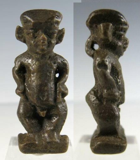 4258. Rare black faience amulet of Ptaikos
