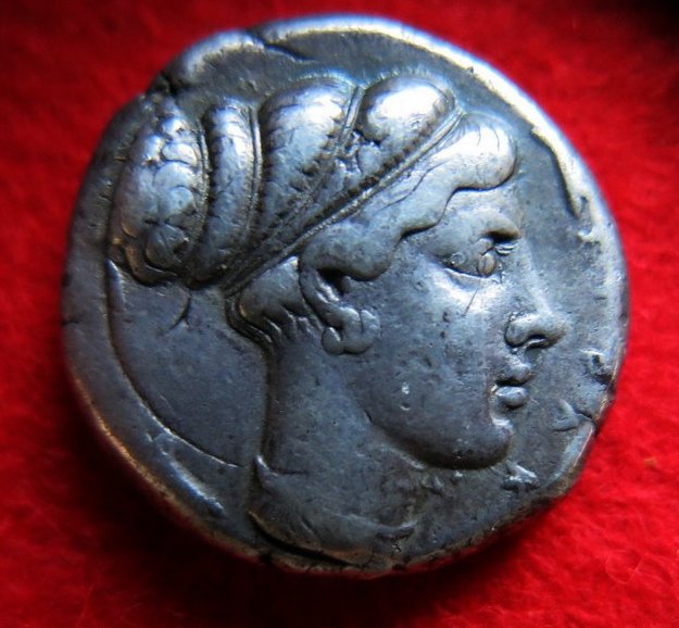 Sicily, Syracuse.  Silver Tetradrachm.  Unusually attractive head of Arethusa.