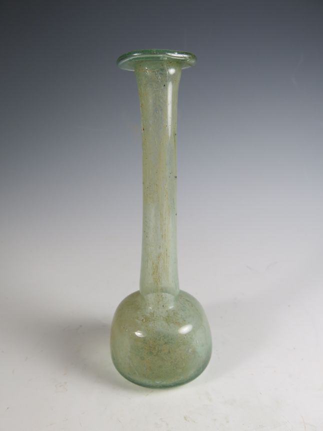 5411. Nice tall Roman glass 'candlestick' unguentarium 