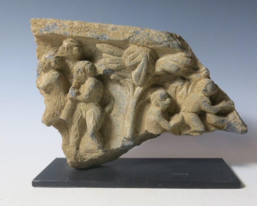 5949. **SOLD**Attractive fragmentary Gandharan grey schist carving.