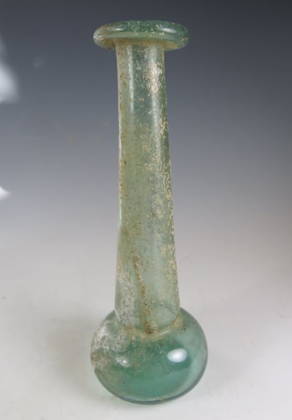 5650.  Imposing, large  Roman glass "candlestick" unguentarium