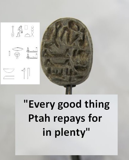 5925.**SOLD**  A very interesting Egyptian motto scarab