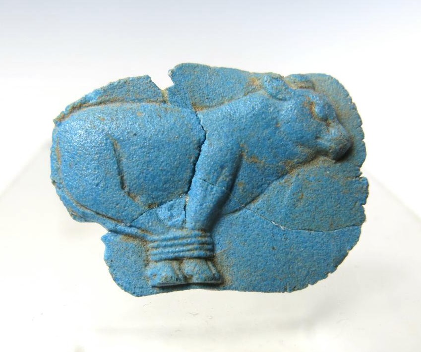 5630. **SOLD** Very fine Egyptian blue glass trussed ox