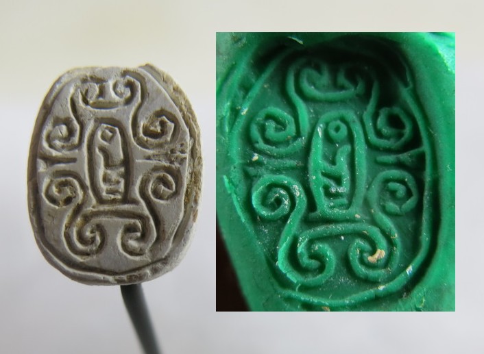 6083. Nice scarab with a pseudo-cartouche
