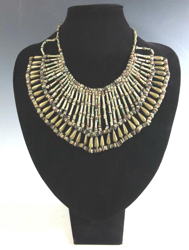 6055. Attractive restrung Egyptian faience bead "broad collar"