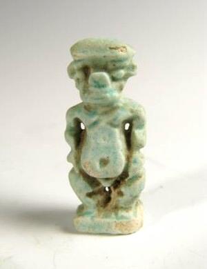 4083. Nice double sided faience Ptaikos  amulet