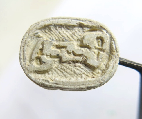 6087. Nice scarab showing a pair of crocodiles.
