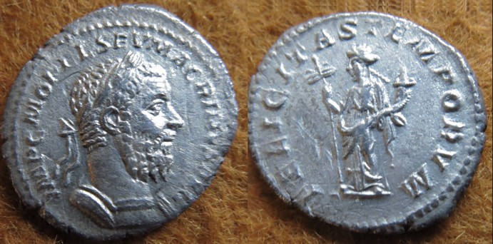 Fairly rare silver denarius of Macrinus- ruled only 15 months 