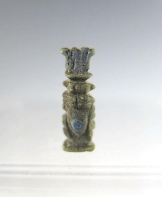 1584. Lapis blue Egyptian faience Bes amulet