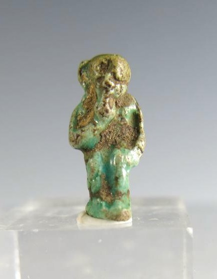 4981.  Nicely detailed faience amulet of Harpokrates.