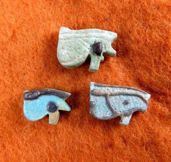 5303. Small faience Wedjat amulets: ONLY ONE LEFT HERE
