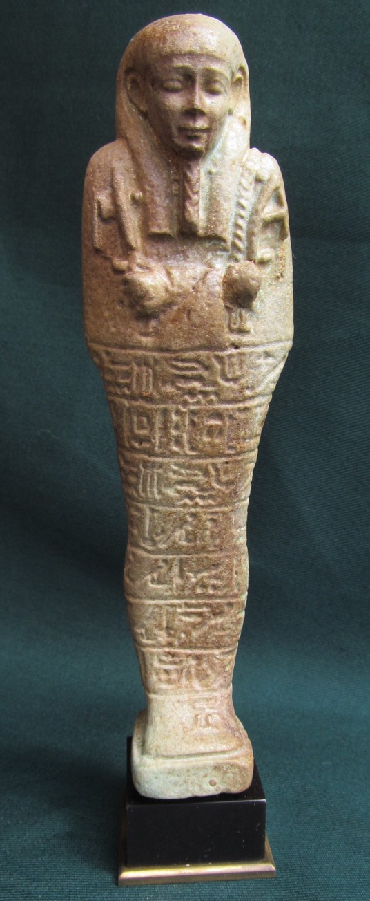 123G. **SOLD** Very nice faience shabti  for an IMY-KHENT PRIEST