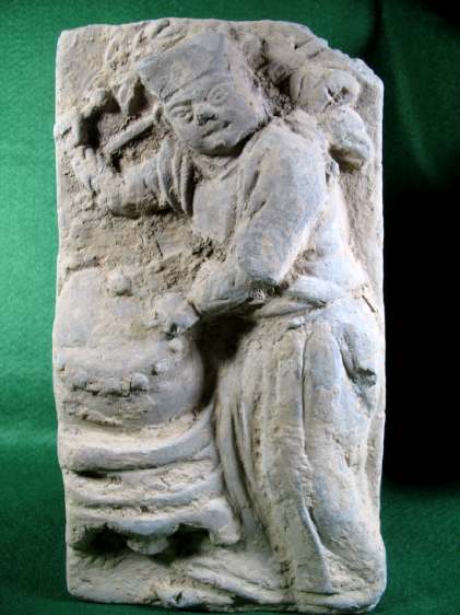 4275. Large decorative Chinese panel tile : drummer