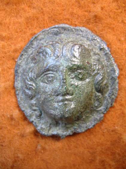 1955. **SOLD** Nice Roman bronze Medusa applique