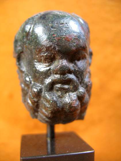 862. **SOLD** Imposing Roman bronze  Silenus face fragment.