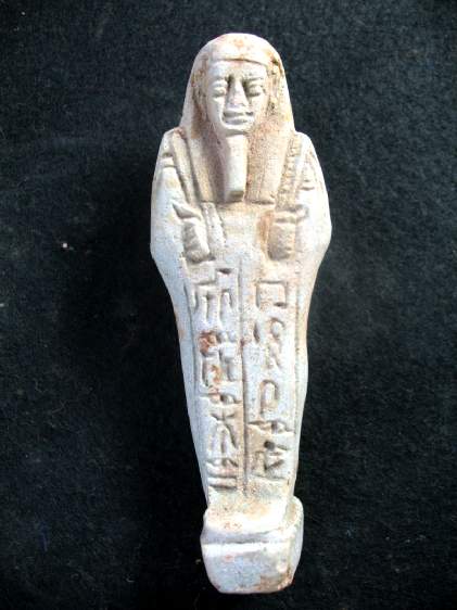 1755. **SOLD*** Attractive and very unusual named faience ushabti