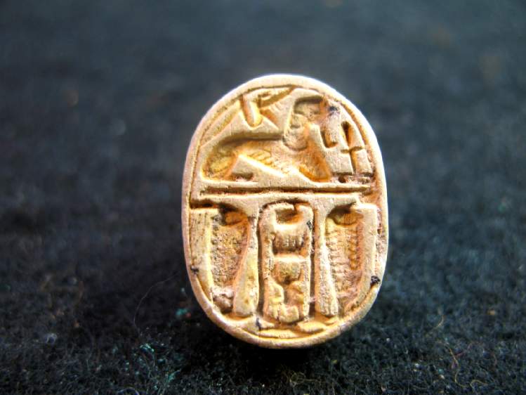 1798. **SOLD** Very fine steatite scarab for Thuthmose III