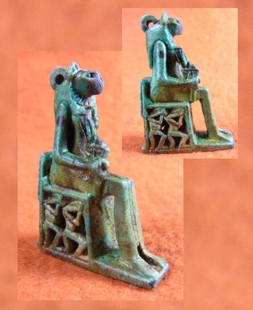 4921. **SOLD** Large and very fine faience amulet of Sekhmet