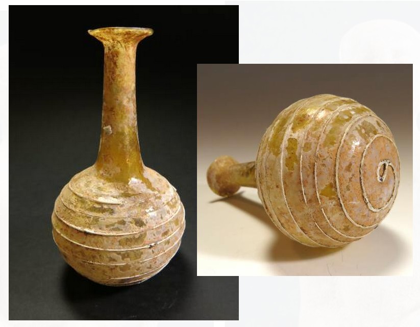 5731. **SOLD** First century Roman glass bottle