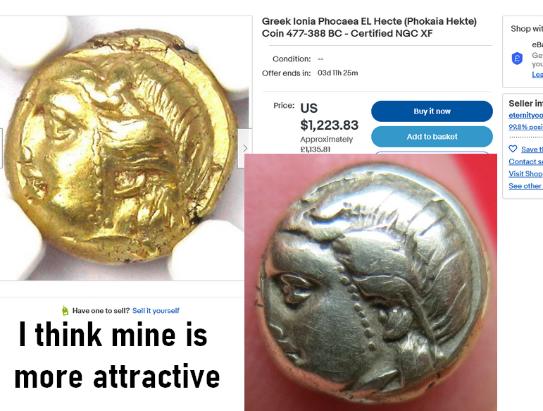 Very fine electrum Hekte (1/6 stater ) of Phokaia, Ionia . ex my collection