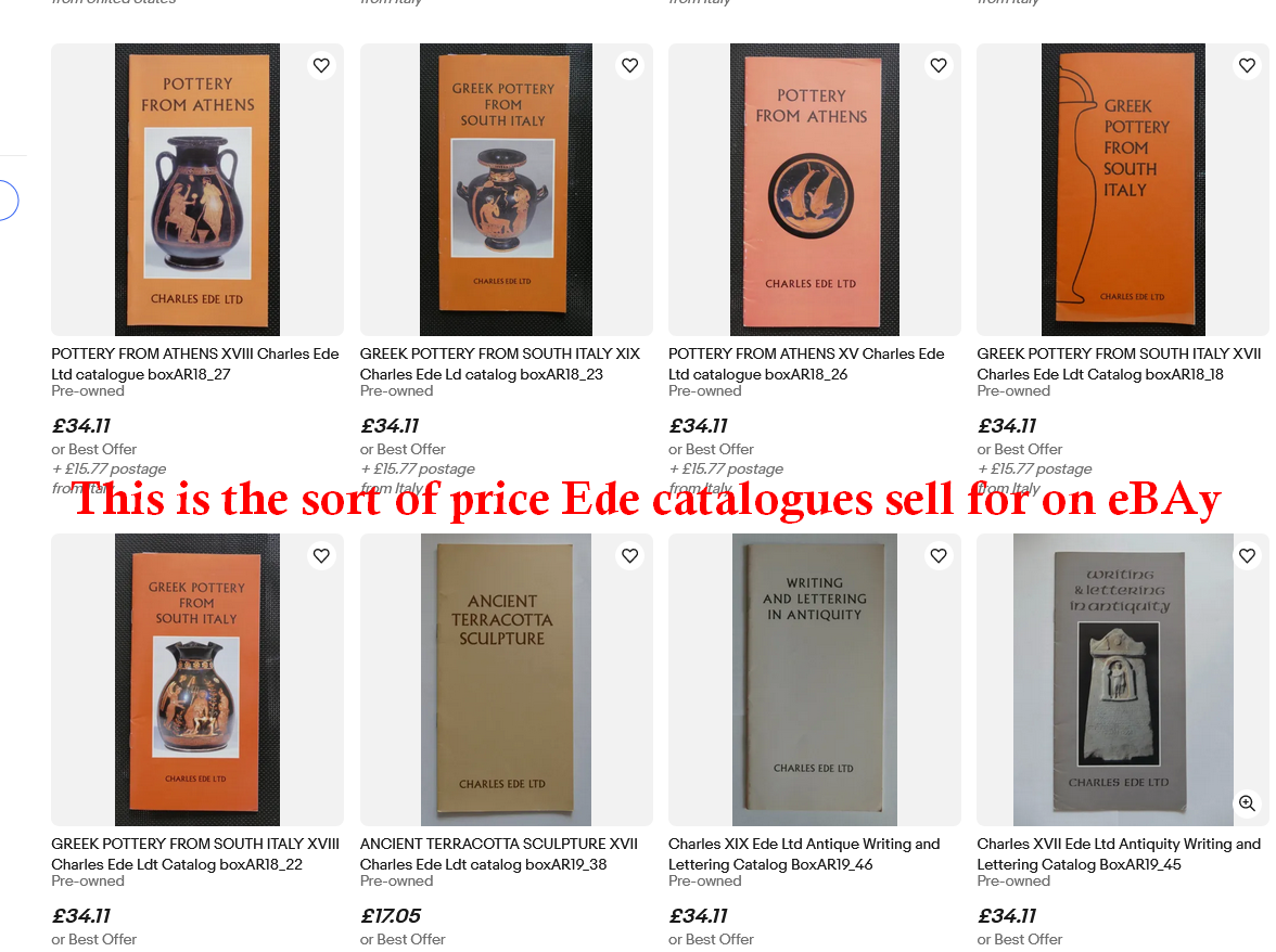 5 Charles Ede catalogues 1976-1982  CYPRIOT ANTIQUITIES 