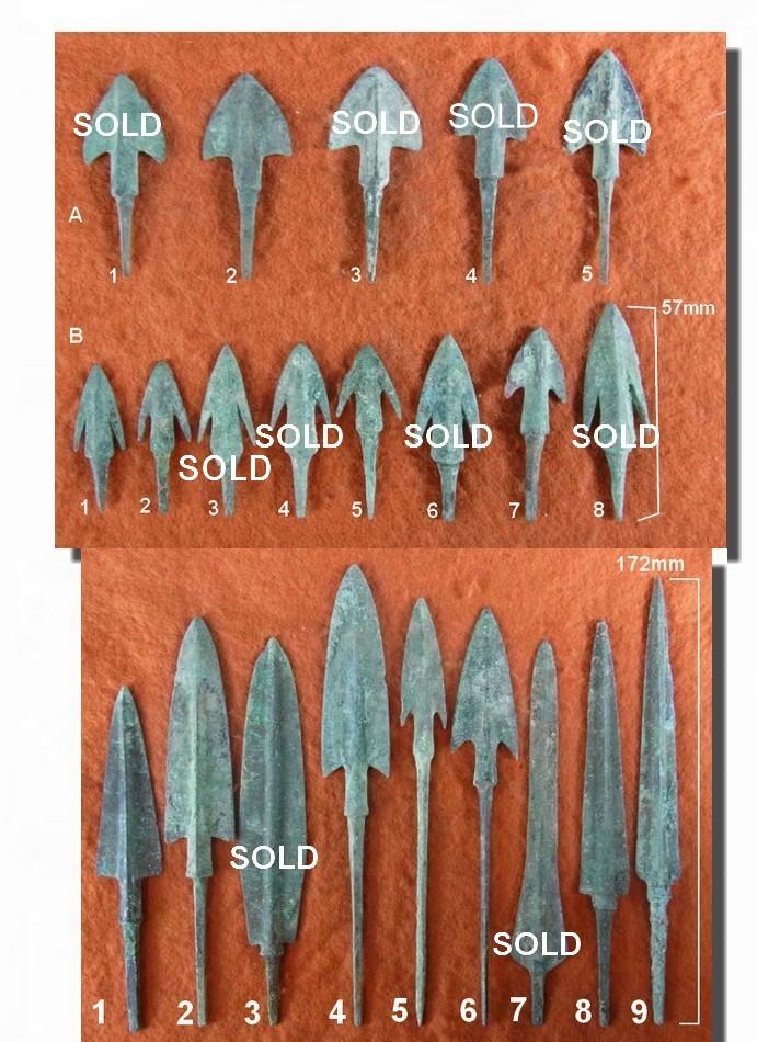 5383. Luristan type bronze arrowheads.