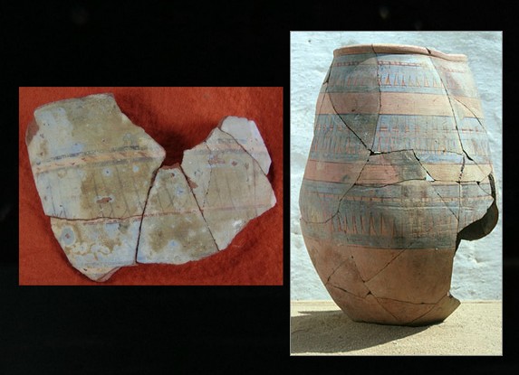 5235. **SOLD** Egyptian New Kingdom blue painted pottery shards