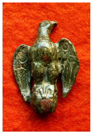 **SOLD** Nice small Roman bronze eagle standing on globe
