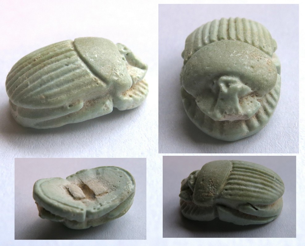 1617a. **SOLD** Nice blue faience funerary scarab.