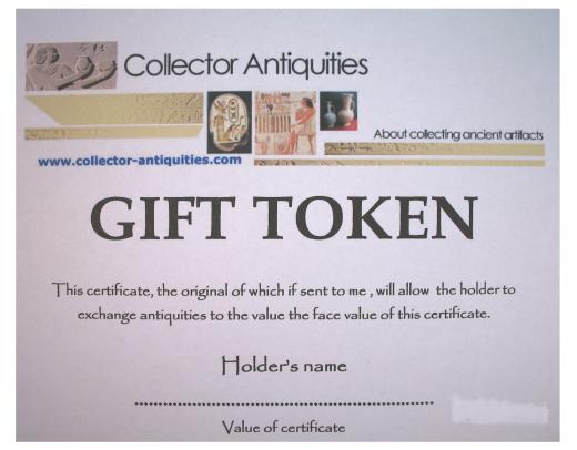 GIFT TOKEN !  A great idea for the antiquity in your life..
