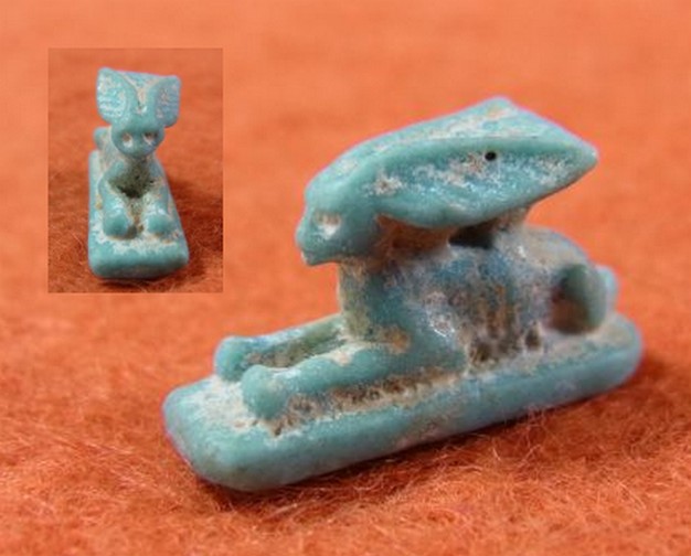 5290. **SOLD** Very nice faience hare amulet