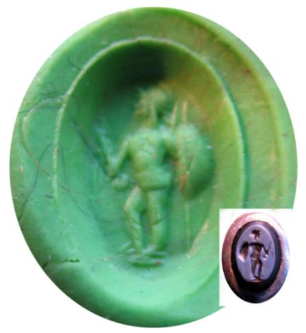 **SOLD** Stunning Roman silver ring with wonderful nicolo intaglio of Mars