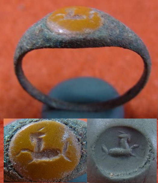 5387.  Roman ring : light orange jasper intaglio