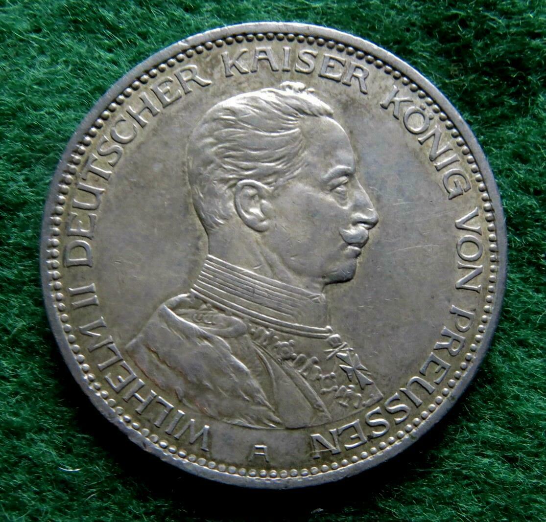 C1. Prussia Wilhelm II 3 Marks 1914 - Very fine