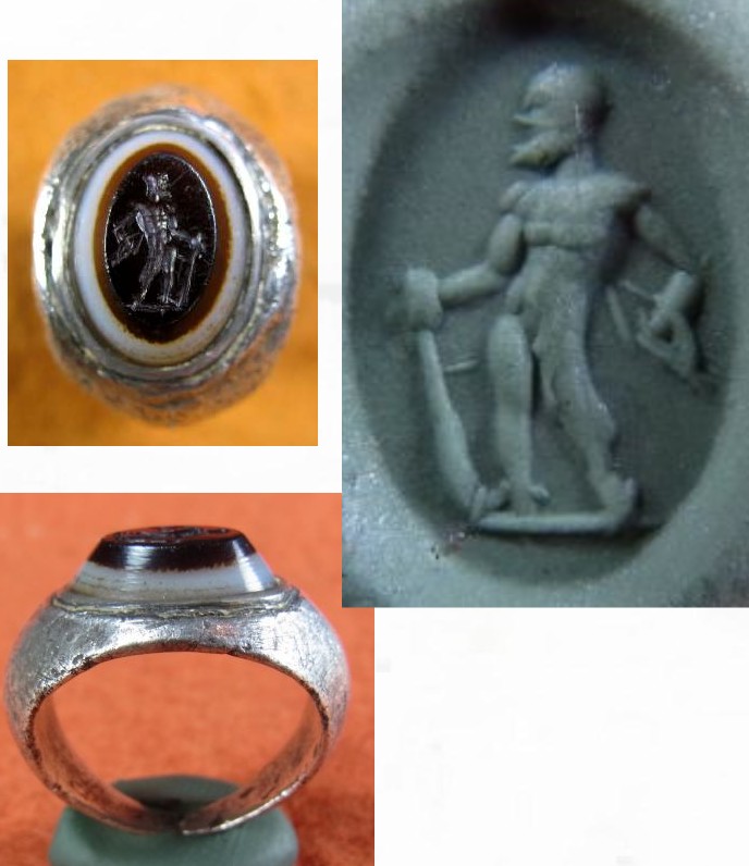 5117. **SOLD** Roman silver ring with magnificent intaglio of Hercules