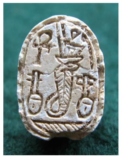 SOLD** Second Intermediate Period steatite scarab with royal cobra