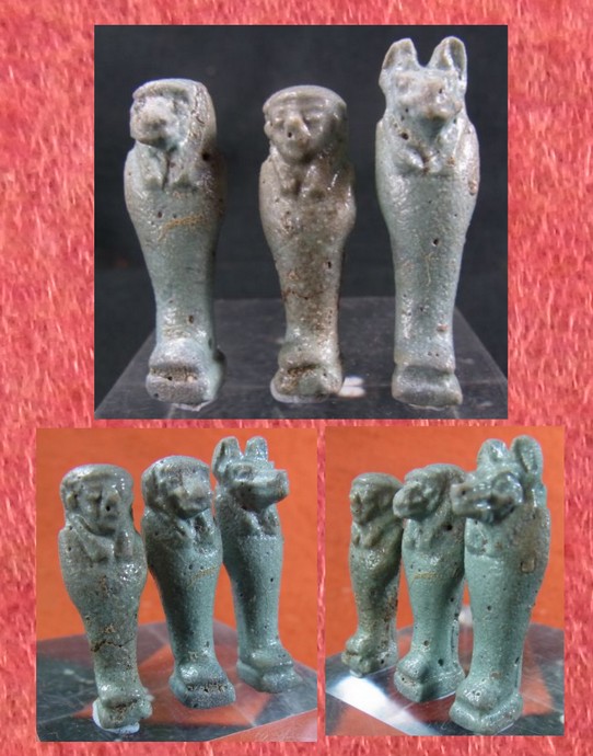**SOLD** Very rare set of three of the four sons of Horus in the  round.