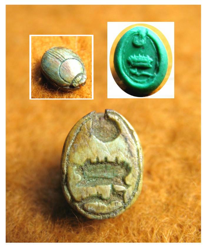 1420a. **SOLD** RARE NK issue glazed scarab for Khofre