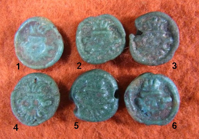 **SOLD** Double sided faience Bes/Wadjet beads