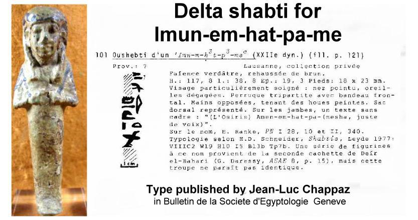 4536. **SOLD** Rare Delta shabti for Imun Hat-Pa-Em-Sa