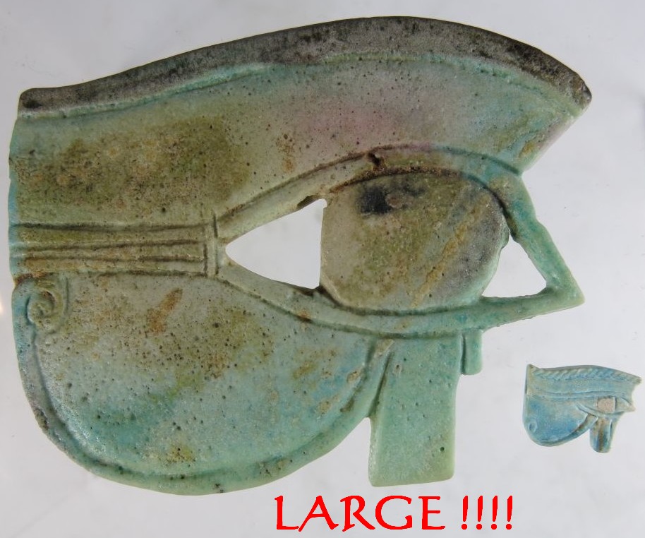  **SOLD**  Superb, very large faience Wadjet amulet.